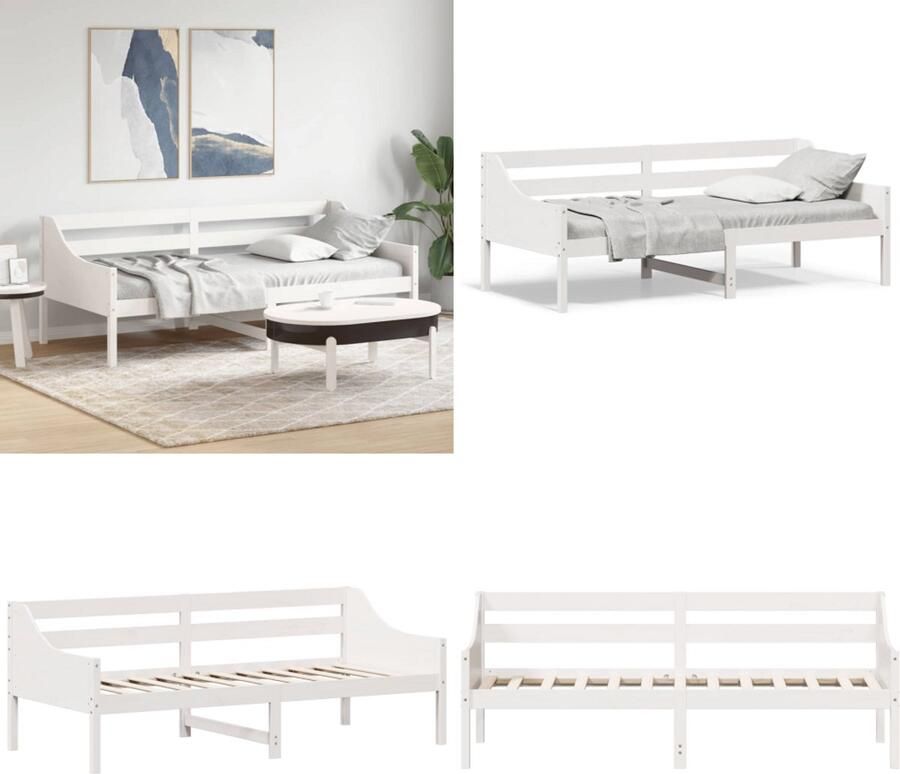 VidaXL Slaapbank zonder matras 100x200 cm massief grenenhout wit Slaapbank Slaapbanken Bedbank Bed