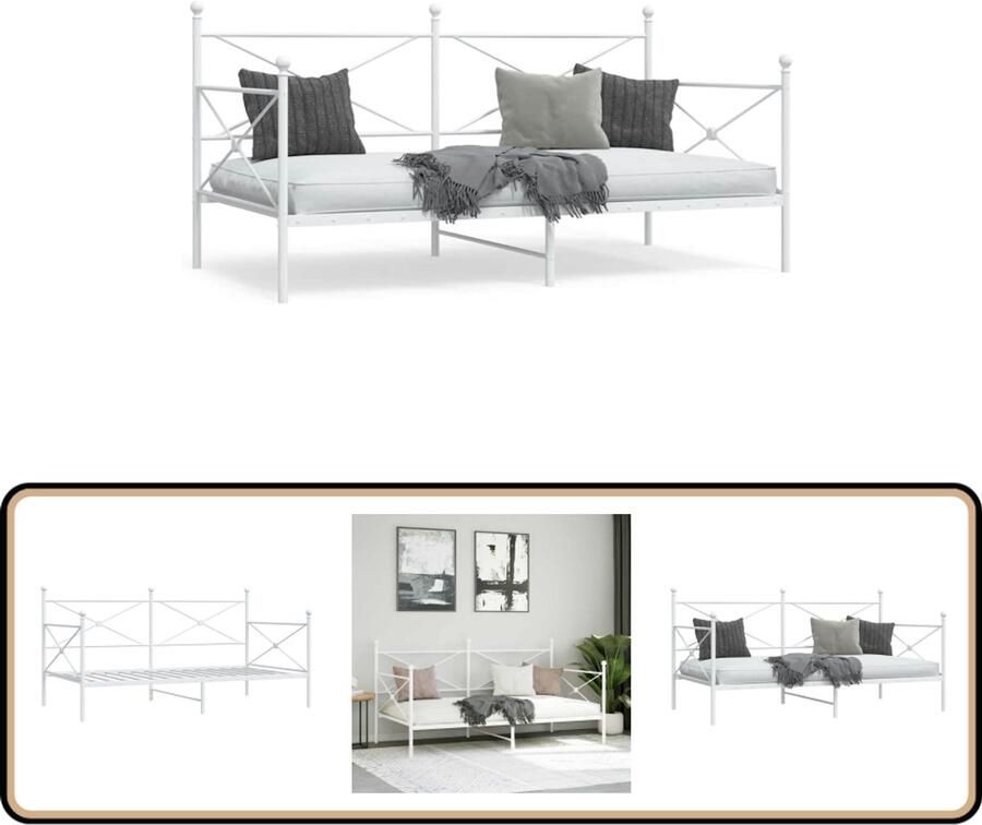 VidaXL Slaapbank zonder matras 100x200 cm staal wit