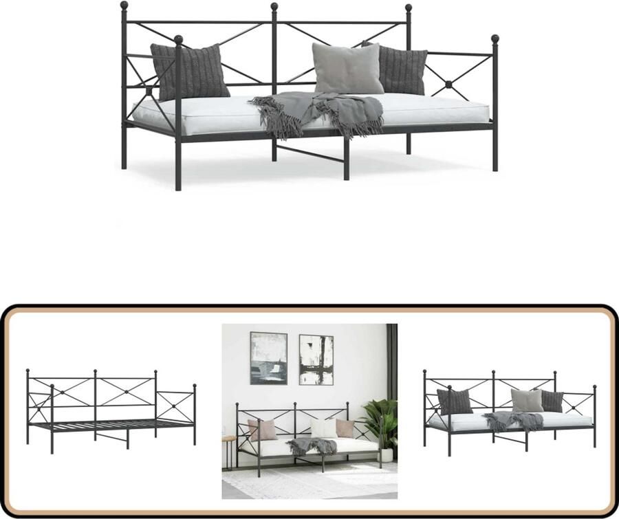 VidaXL Slaapbank zonder matras 100x200 cm staal zwart