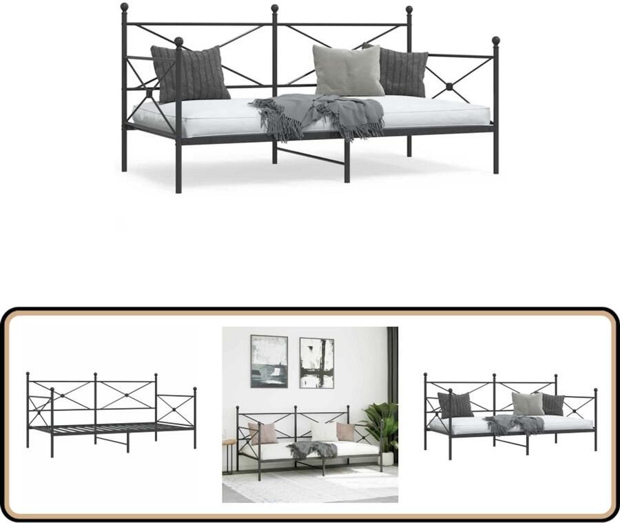 VidaXL Slaapbank zonder matras 107x203 cm staal zwart