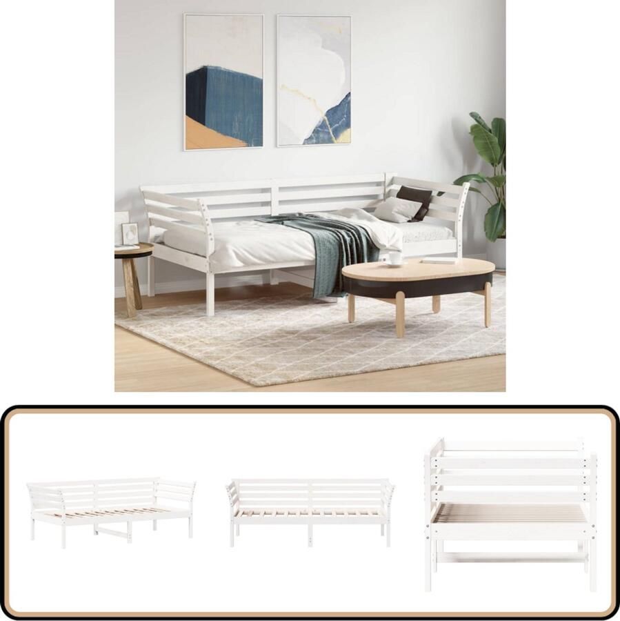 VidaXL Slaapbank zonder matras 75x190 cm massief grenenhout wit