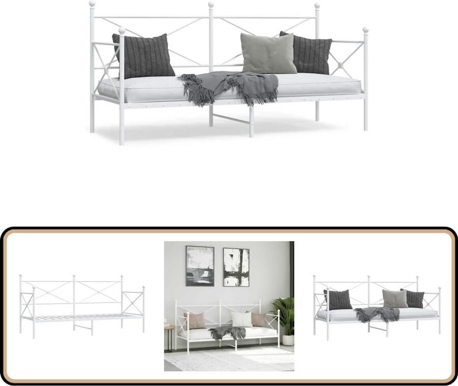 VidaXL Slaapbank zonder matras 75x190 cm staal wit