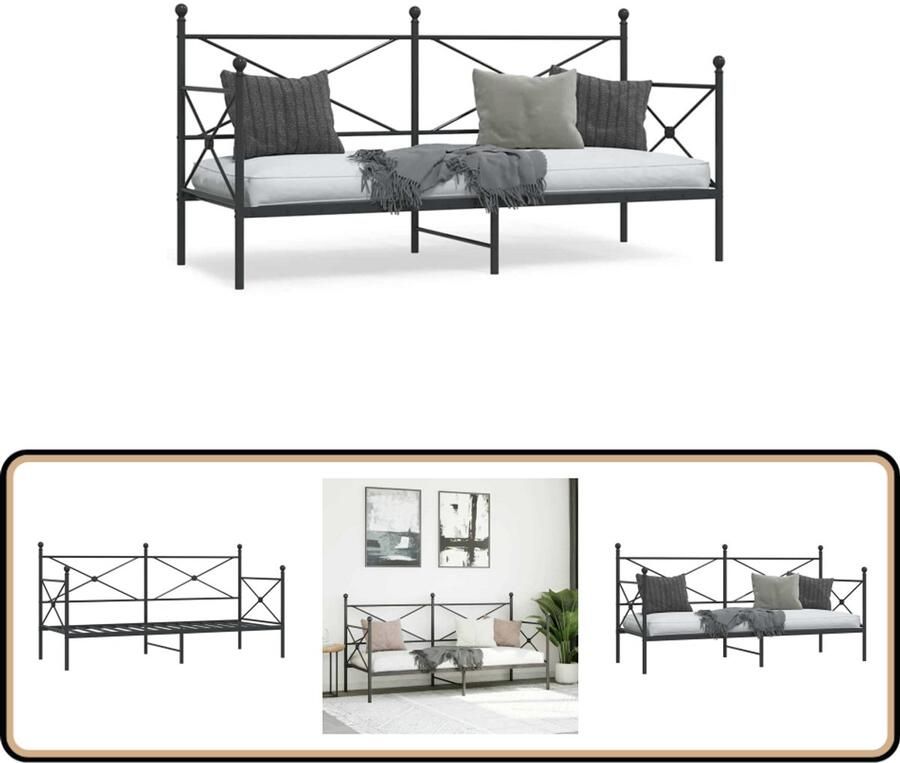 VidaXL Slaapbank zonder matras 75x190 cm staal zwart