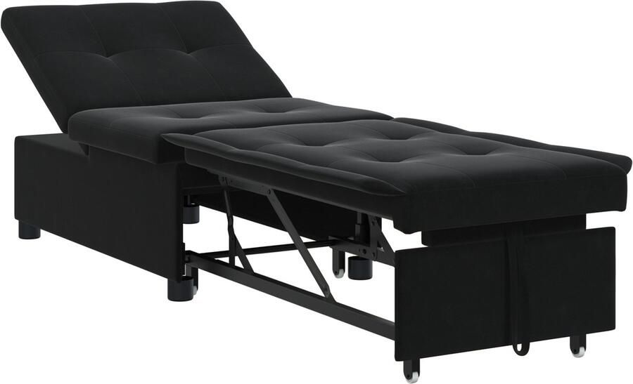 VidaXL Sofa Bed 3-in-1 Uittrekbaar Zwart Fluweel