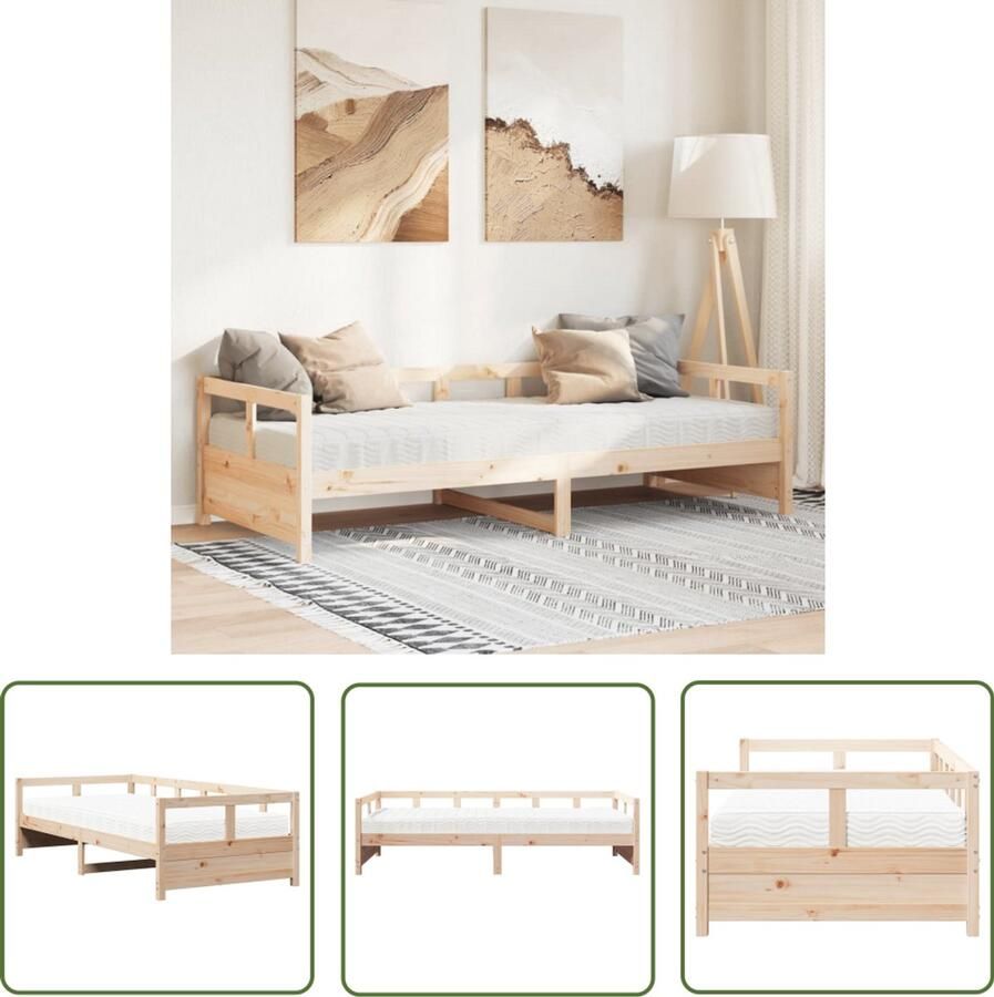 VidaXL Slaapbanken Sleapbank Slaapbank met matras 90x200 cm massief grenenhout Houten Slaapbank Bankstel Tweepersoonsbed