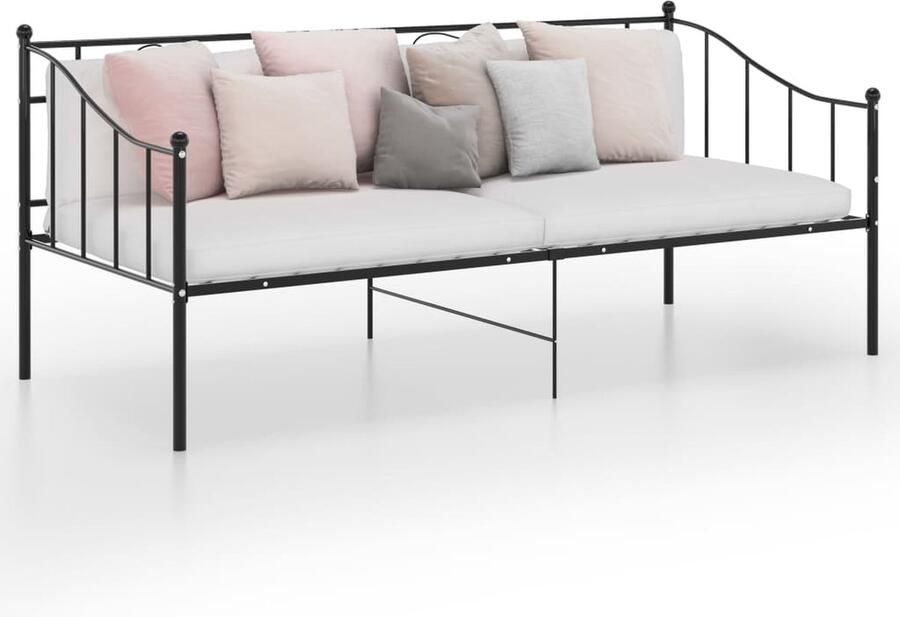 VidaXL Slaapbankframe metaal zwart 90x200 cm Slaapbank Logeerbed Sofa Bed Tweepersoons Bed Stapelbaar Bed Compact Bed Metalen Bed Zware Kwaliteit Bed Minimalistisch Bed Industrieel Bed Zwart Bed - Foto 2