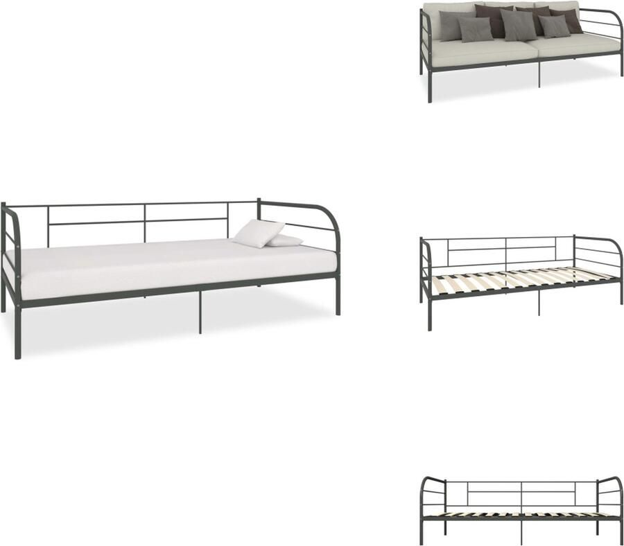 VidaXL Slaapbankframe Slaapbankframes Bedbankframe Bedbankframes Bedbankframe metaal grijs 90x200 cm