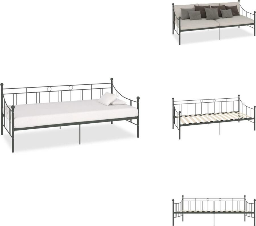 VidaXL Slaapbankframe Slaapbankframes Bedbankframe Bedbankframes Slaapbankframe metaal grijs 90x200 cm