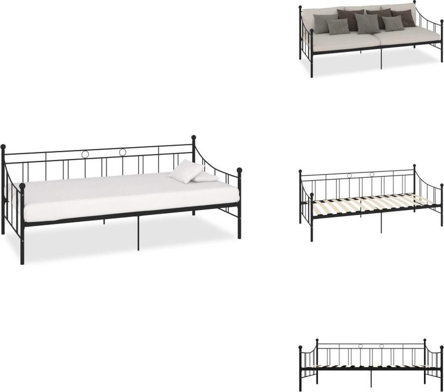 VidaXL Slaapbankframe Slaapbankframes Bedbankframe Bedbankframes Slaapbankframe metaal zwart 90x200 cm