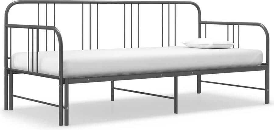 VidaXL Slaapbankframe uittrekbaar grijs metaal Slaapbank Metalen Bedbank Lounge Set Tweepersoons Bed Compact Bed Stapelbaar Bed Guest Bed Living Room Furniture - Foto 2