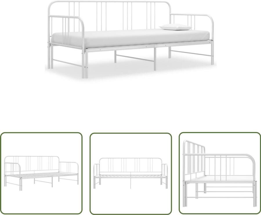 VidaXL Slaapbankframe Uittrekbaar Wit 90x200 cm Slaapbank Bedbank Sofa Bed Tweepersoons Bed Logement Meubels Livingroom Furniture Witte Meubelen