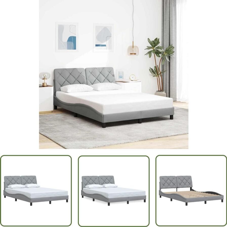 VidaXL Slaapcomfort Bed Frame Bedframe zonder matras 120x200 cm stof lichtgrijs Boxspring Tweepersoonsbed Design Bed