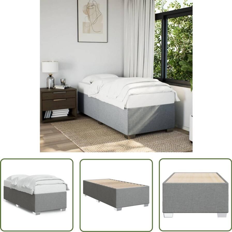 VidaXL Slaapcomfort Bed Frame Bedframe zonder matras 90x190 cm stof lichtgrijs Tweepersoonsbed Boxspring Grijs Bed