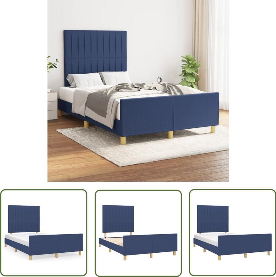 VidaXL Slaapcomfort Bedframe zonder matras 120x190 cm stof blauw Tweepersoonsbed Boxspring Houten Bed