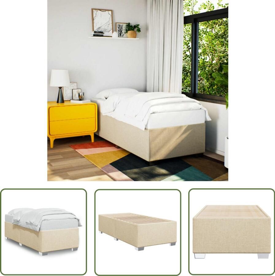 VidaXL Slaapcomfort Bedframe zonder matras 80x200 cm stof crèmekleurig Tweepersoonsbed Creme Kleur Stoffen Bed