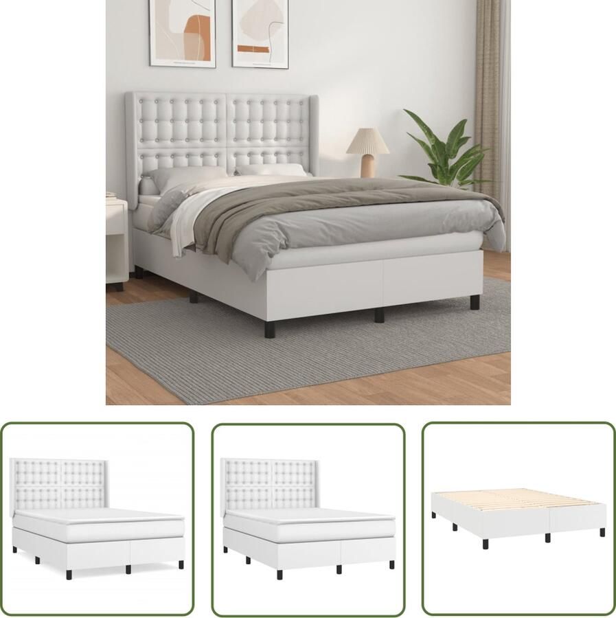The Living Store Boxspring Bed Kunstleer 203x147x118 128 Hoogwaardig materiaal Verstelbaar hoofdbord Pocketvering matras Middelharde ondersteuning Huidvriendelijk topmatras HygiÃnebeleid Montagehandleiding inbegrepen
