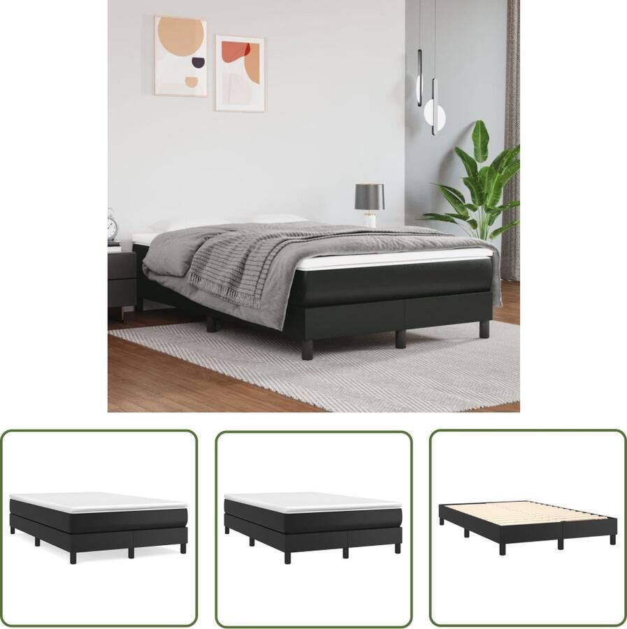 The Living Store Boxspringframe kunstleer zwart 120x200 cm Boxspringframe Boxspringframes Bed Ledikant Slaapmeubel Bedframe Bedbodem Tweepersoonsbed Boxspring Bedden Ledikanten