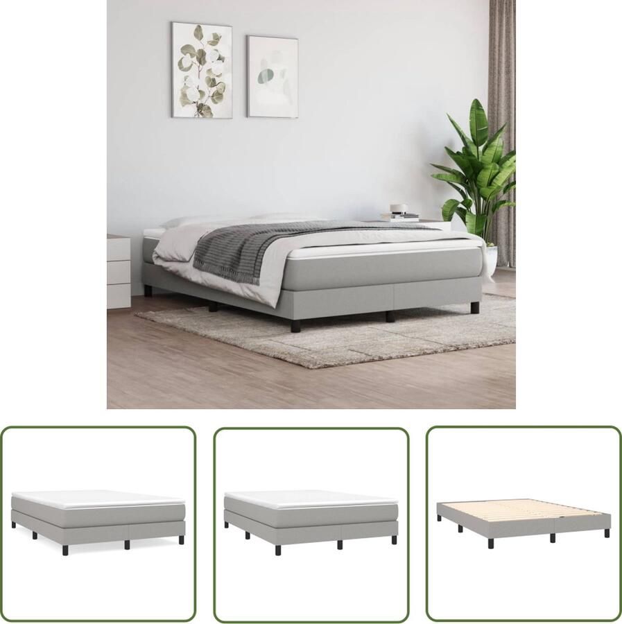 The Living Store Boxspringframe stof lichtgrijs 140x190 cm Boxspringframe Boxspringframes Bed Ledikant Slaapmeubel Bedframe Bedbodem Tweepersoonsbed Boxspring Bedden Ledikanten