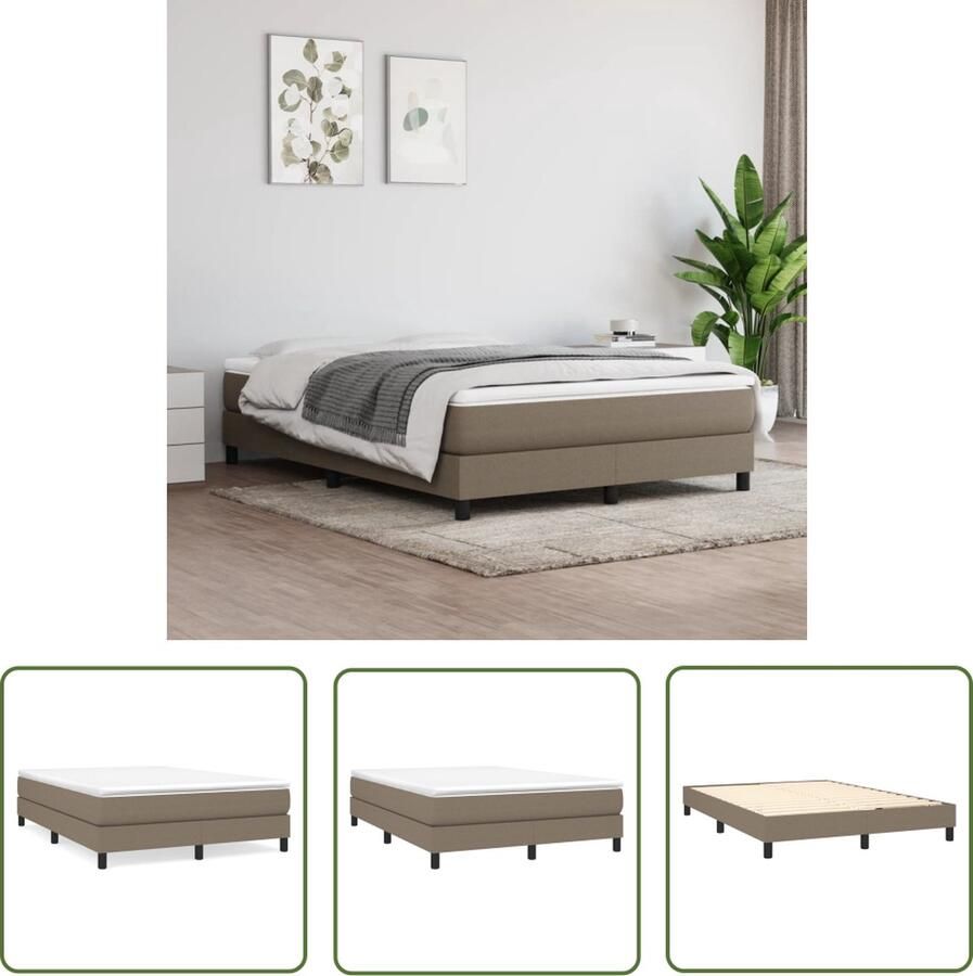 The Living Store Boxspringframe stof taupe 140x190 cm Boxspringframe Boxspringframes Bed Ledikant Slaapmeubel Bedframe Bedbodem Tweepersoonsbed Boxspring Bedden Ledikanten