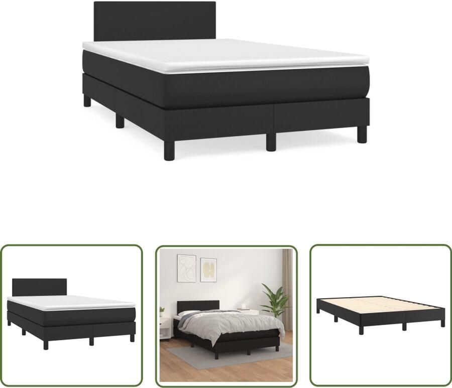VidaXL Boxspring met matras kunstleer zwart 120x190 cm Boxspring Slaapcomfort Boxspringbed Kunstleder Bed Zwarte Boxspring