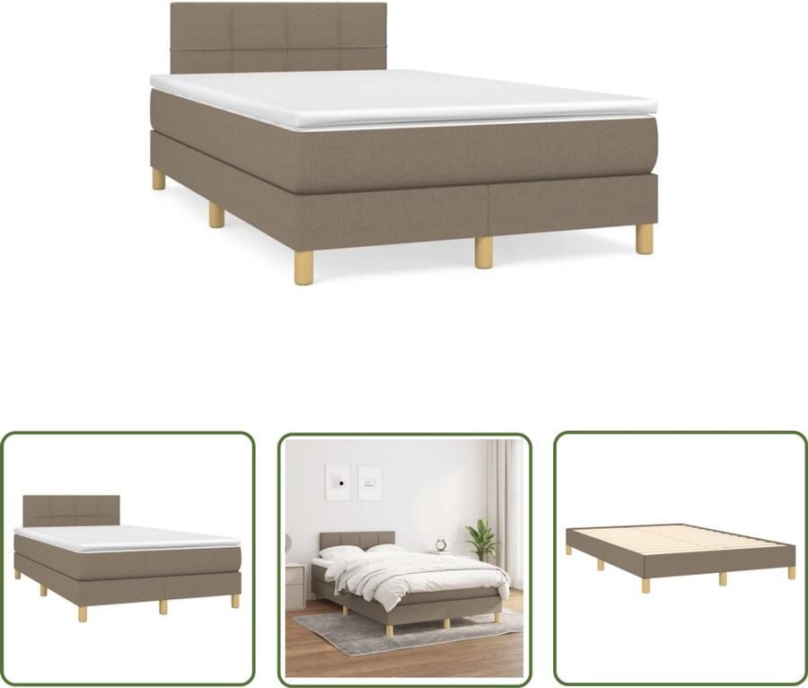 VidaXL Slaapcomfort Boxspring met matras stof taupe 120x190 cm Boxspringbed Taupecloured Tweepersoonsbed