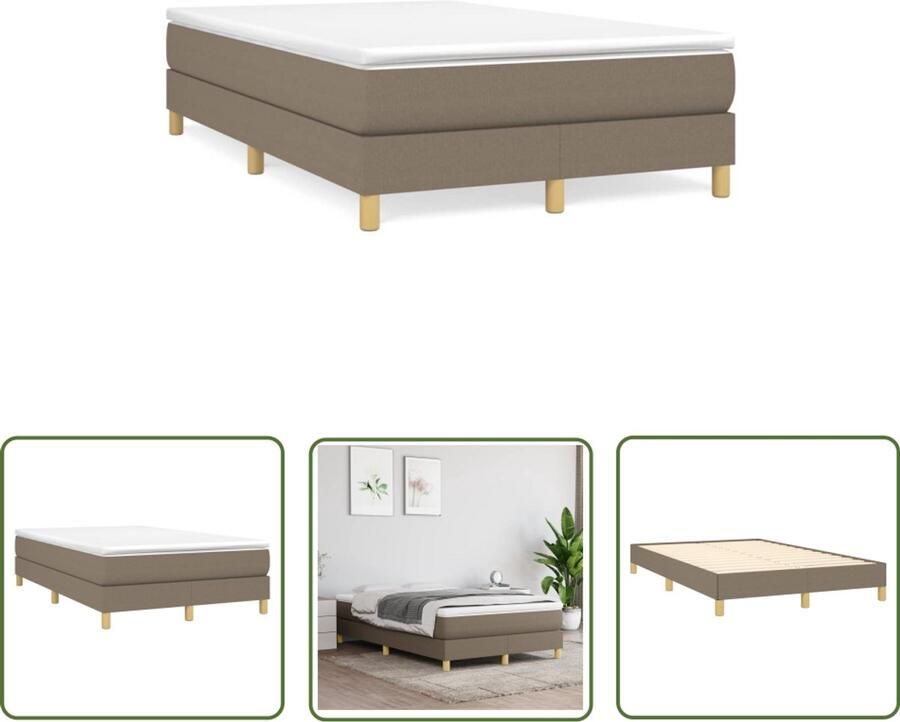 VidaXL Slaapcomfort Boxspring met matras stof taupe 120x190 cm Stof Bed Taupe Bed Pocketveer Matras