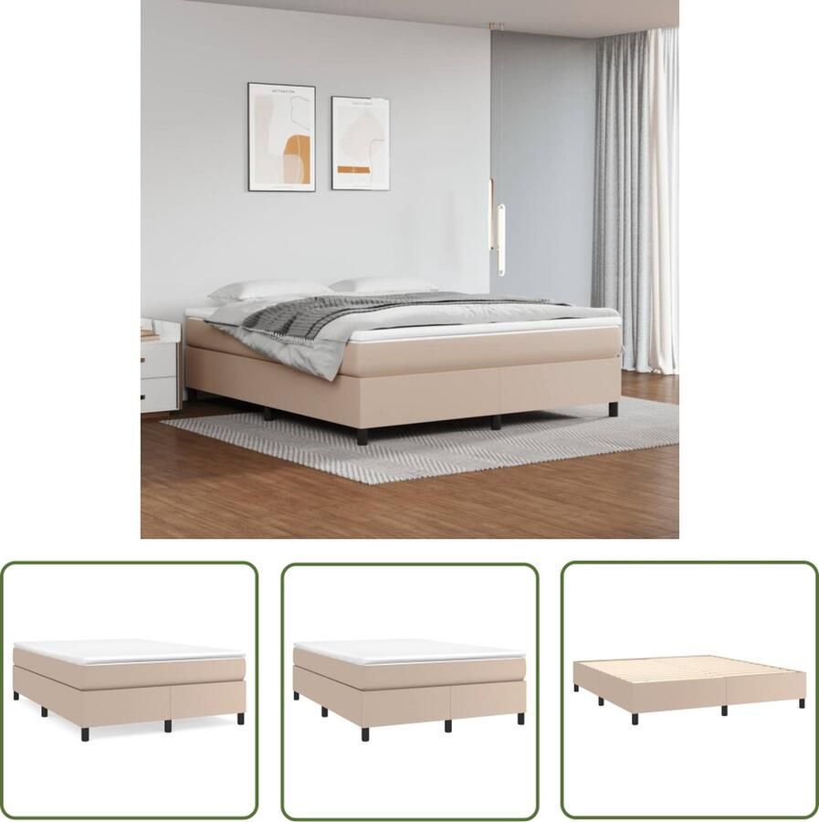 The Living Store Boxspring met matras kunstleer cappuccinokleurig 160x200 cm Boxspringbed Slaapcomfort Boxspring Kapstok Bedroom Furniture