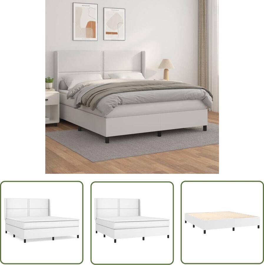The Living Store Boxspringbed Kunstleer Pocketvering Matras Middelharde Ondersteuning Huidvriendelijk Topmatras 180x200 cm Boxspringbed Slaapcomfort Boxspring Bed Frame Lederlook
