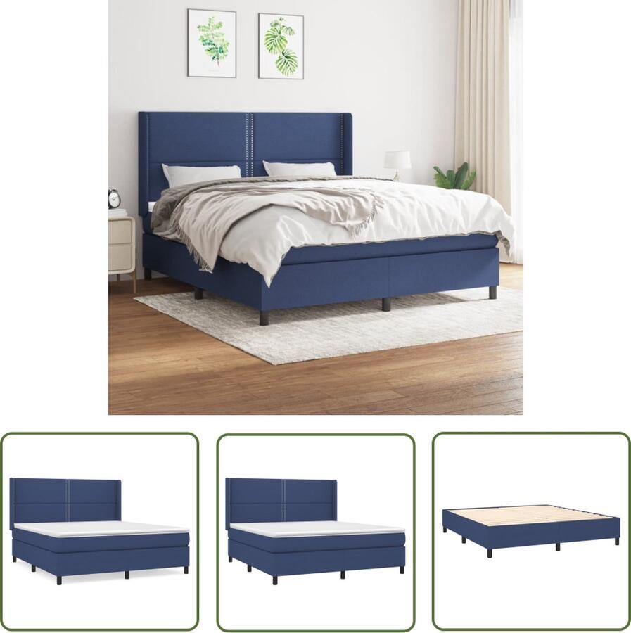 The Living Store Boxspringbed Comfort Bed 203 x 183 x 118 128 cm Kleur- blauw Materiaal- stof (100% polyester) Pocketvering matras Middelharde ondersteuning Huidvriendelijk topmatras Inclusief montagehandleiding