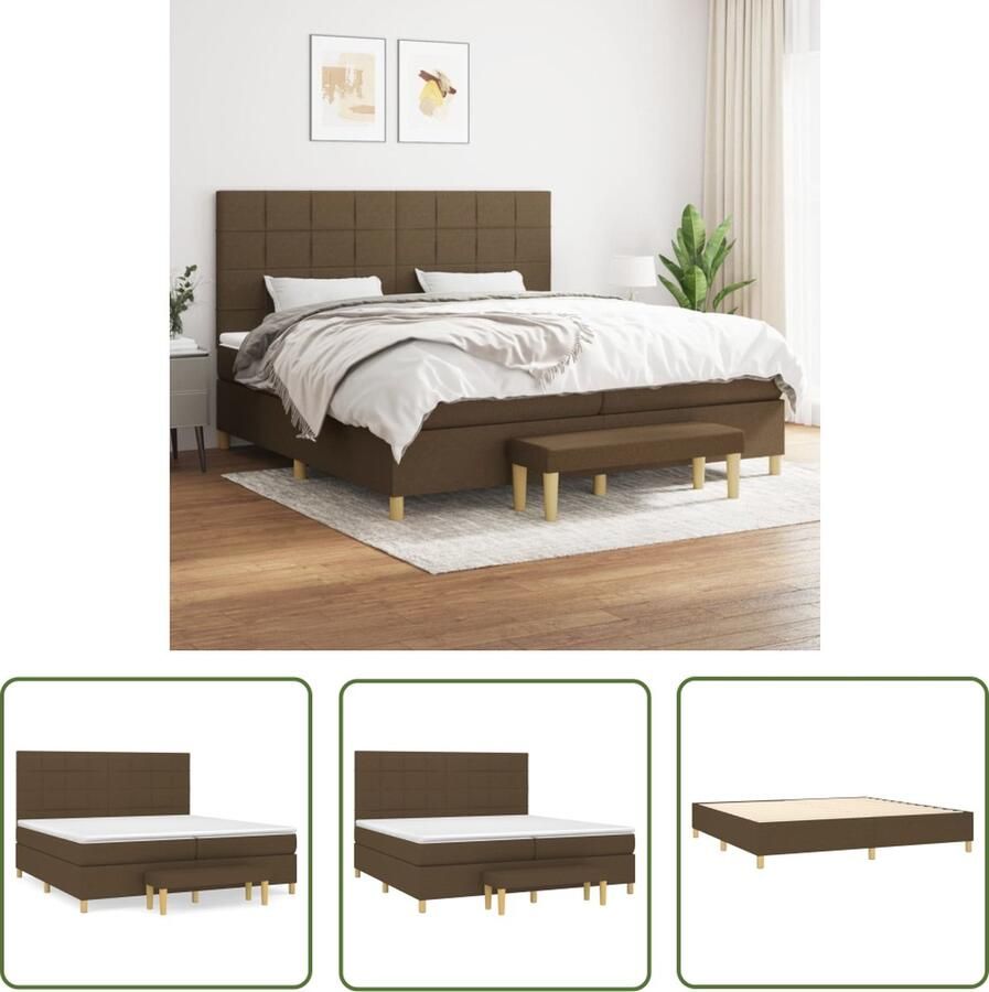 The Living Store Boxspringbed Rustgevende Nachtrust Bed Afmeting- 203 x 200 x 118 128 cm Ken- Duurzaam materiaal Boxspringbed Slaapcomfort Boxspring Rustig Slapen Tweepersoonsbed