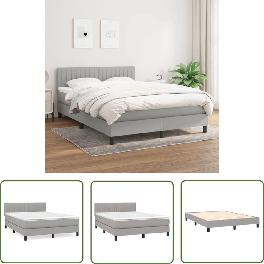 The Living Store Boxspringbed Comfort Bed 193 x 144 x 78 88 cm Lichtgrijs stof Inclusief matras en topmatras Boxspringbed Slaapcomfort Boxspring Bed Frame Tweepersoonsbed