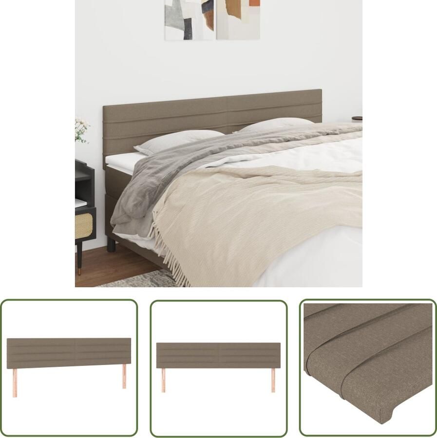The Living Store Hoofdborden 2 st 90x5x78 88 cm stof taupe Hoofd Bord Hoofdkussen Beddecoratie Bedroom Decor Taupecouleur