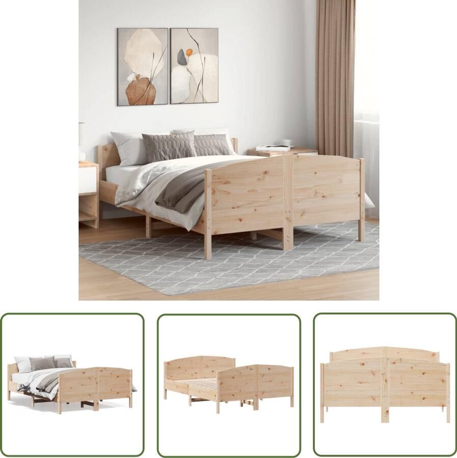VidaXL Slaapcomfort Massief Grenenhout Bed Frame Bedframe zonder matras massief grenenhout 135x190 cm Houten Bed Tweepersoons Bed King Size Bed