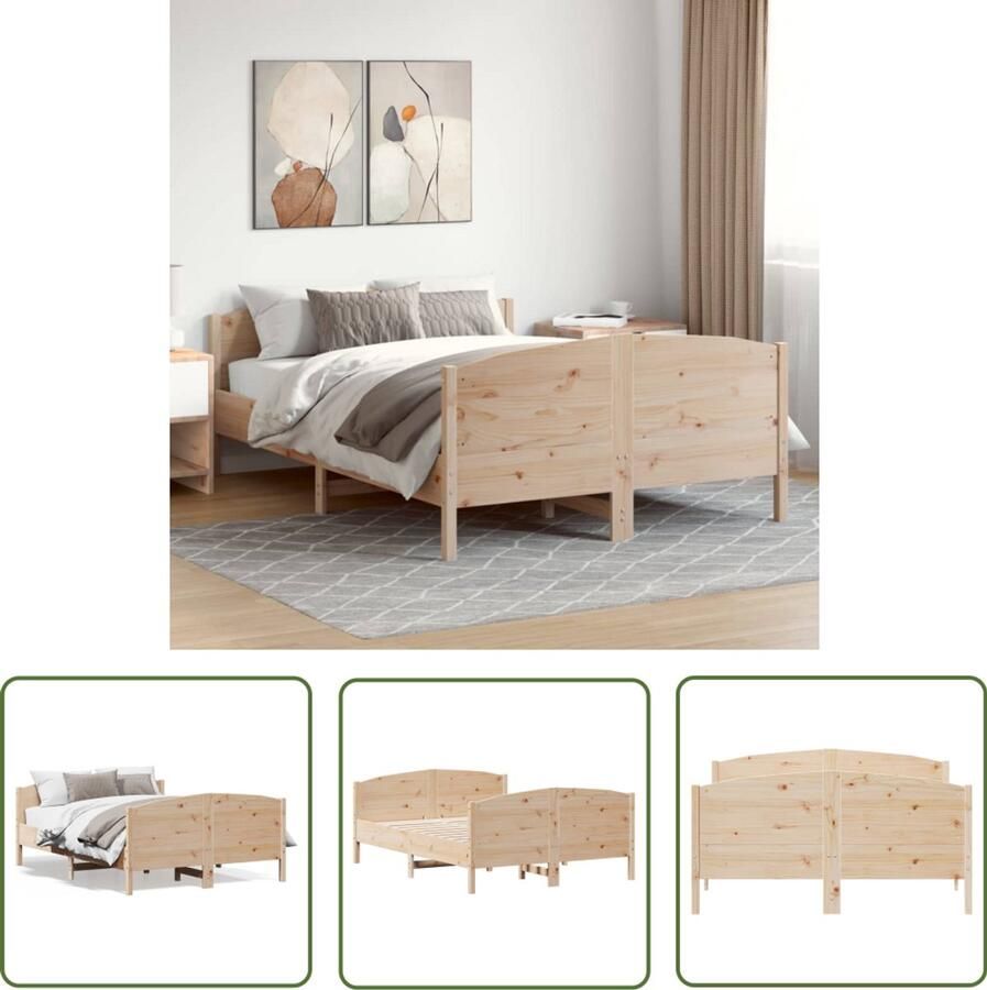 VidaXL Slaapcomfort Massief Grenenhout Bed Frame Bedframe zonder matras massief grenenhout 140x200 cm Houten Bed Tweepersoons Bed Bedbank