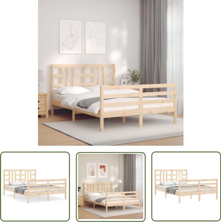 VidaXL Slaapcomfort Massief Grenenhout Bed Frame Bedframe zonder matras massief grenenhout 140x190 cm Houten Bed Tweepersoons Bed Bedbank