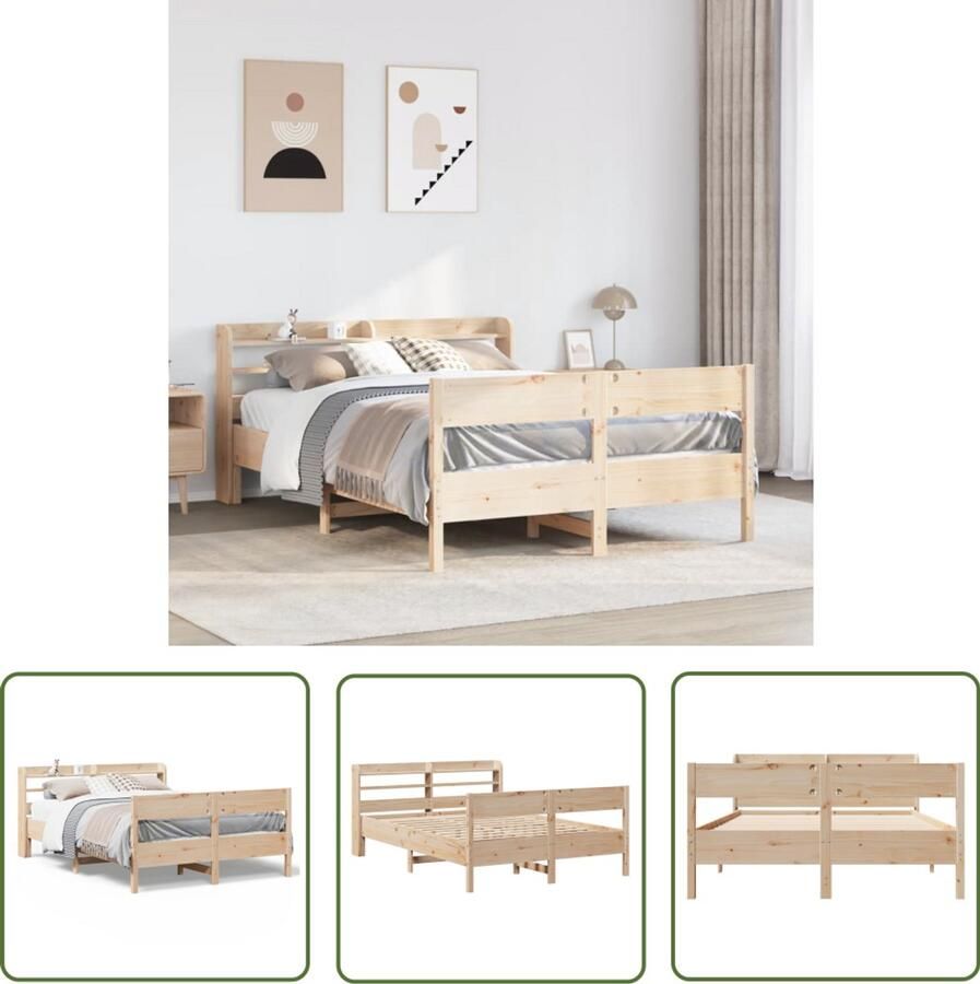 VidaXL Slaapcomfort Massief Houten Bed Bedframe zonder matras massief grenenhout 120x200 cm Bedframe Boxspring Tweepersoonsbed