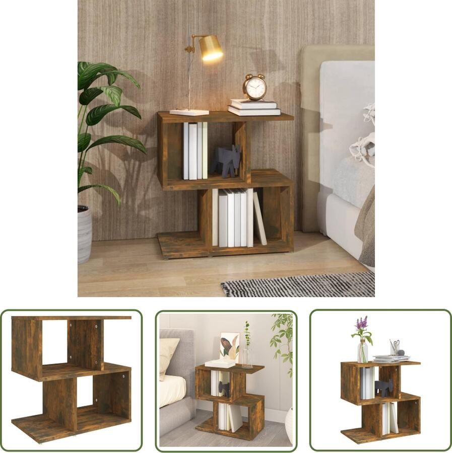 The Living Store Nachtkastje Moderne Charme Meubelen Afmeting- 50 x 30 x 51.5 cm Kleur- Gerookt Eiken Materiaal- Bewerkt Hout Nachtkastje Slaapkamer Modern Design Houten Kast Bruine Kleur - Foto 2
