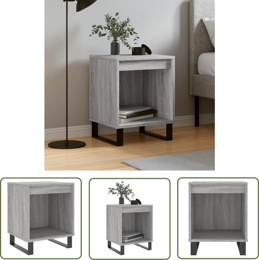 The Living Store Nachtkastje Trendy Meubelen 40 x 35 x 50 cm Ken- Grijs Sonoma Eiken Duurzaam Materiaal Nachtkastje Slaapkamermeubel Houten Nachtkastje Grijze Nachtkast Modern Nachtkastje