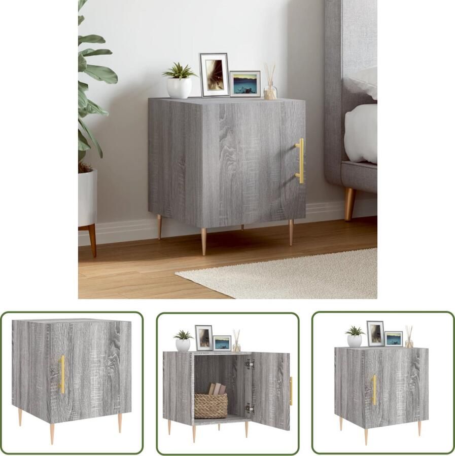 The Living Store Nachtkastje n v t Nachtkastje Afmetingen- 40 x 40 x 50 cm Kleur- grijs sonoma eiken Nachtkastje Slaapkamermeubel Houten Kast Grijze Kast Sonoma Eiken - Foto 2