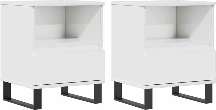 VidaXL Nachtkastjes Hoogglans Wit Set van 2 Nachtkastjes Nachtkast Slaapkamermeubilair Houten Meubels Wit Meubilair