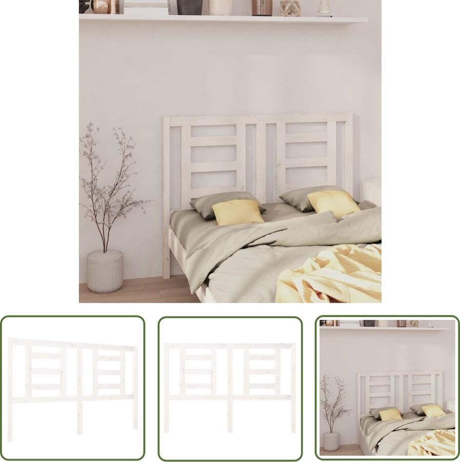 The Living Store Hoofdbord 126x4x100 cm massief grenenhout wit Hoofd Bord Slaapkamers Hout Grenenhout Wit