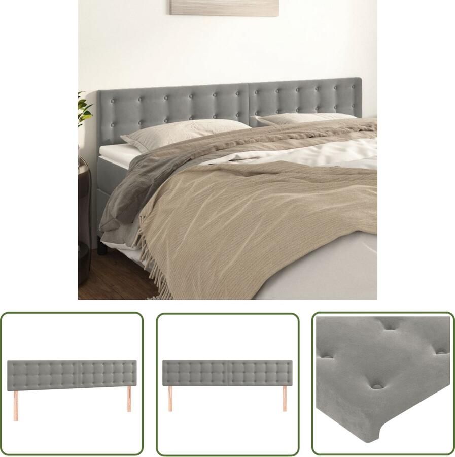 The Living Store Hoofdbord Florale Hoofdeind Set Lichtgrijs 180x78 88 cm Hoofd Bord Slaapkamersdecoratie Hoofdkussen Luxe Bedding Velvet