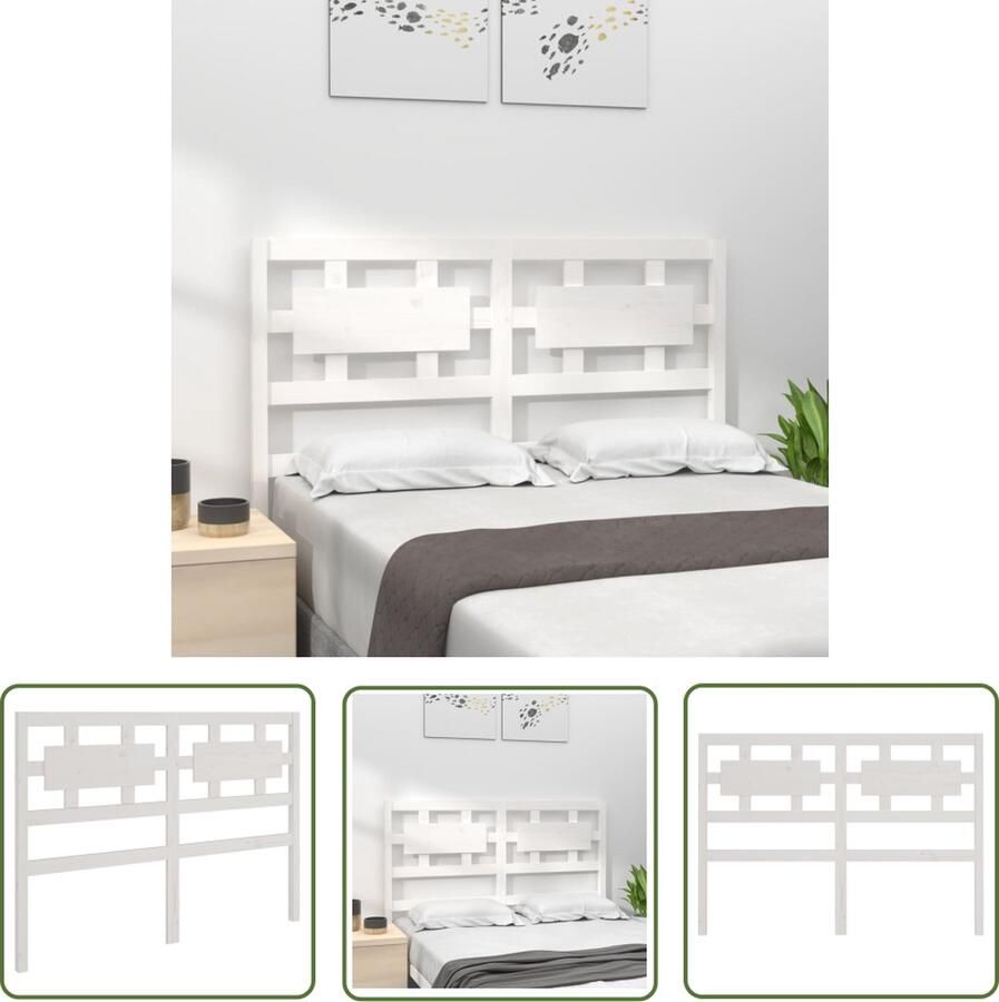 The Living Store Hoofdbord 140 5x4x100 cm massief grenenhout wit Hoofdboard Slaapkamersdecoratie Houtdesign Rustic Interieur Vintage Meubels