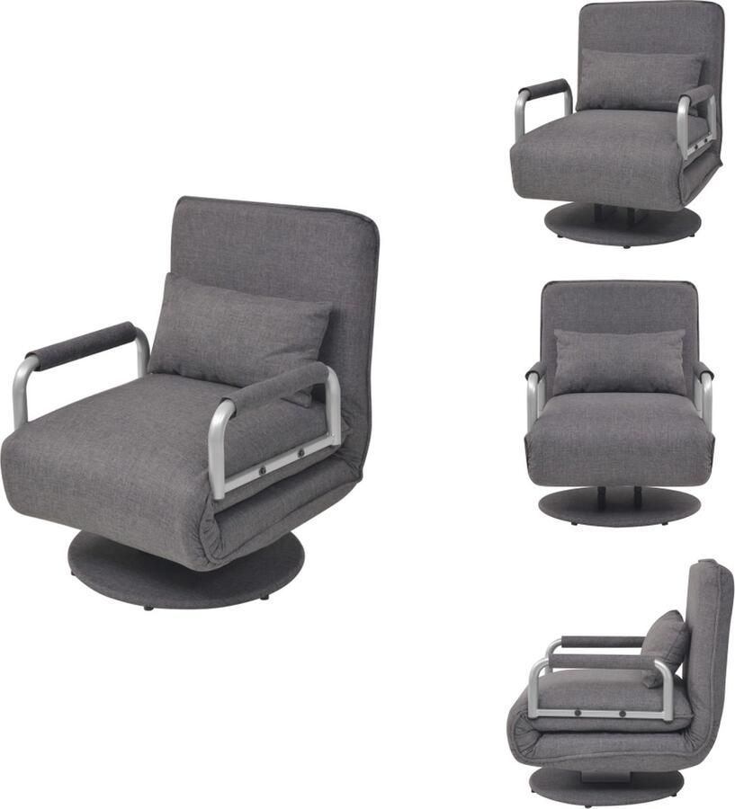 VidaXL Slaapstoel Slaapstoelen Slaap Stoel Slaap Stoelen Draaistoel en slaapbank 60x75x80 cm lichtgrijs - Foto 2