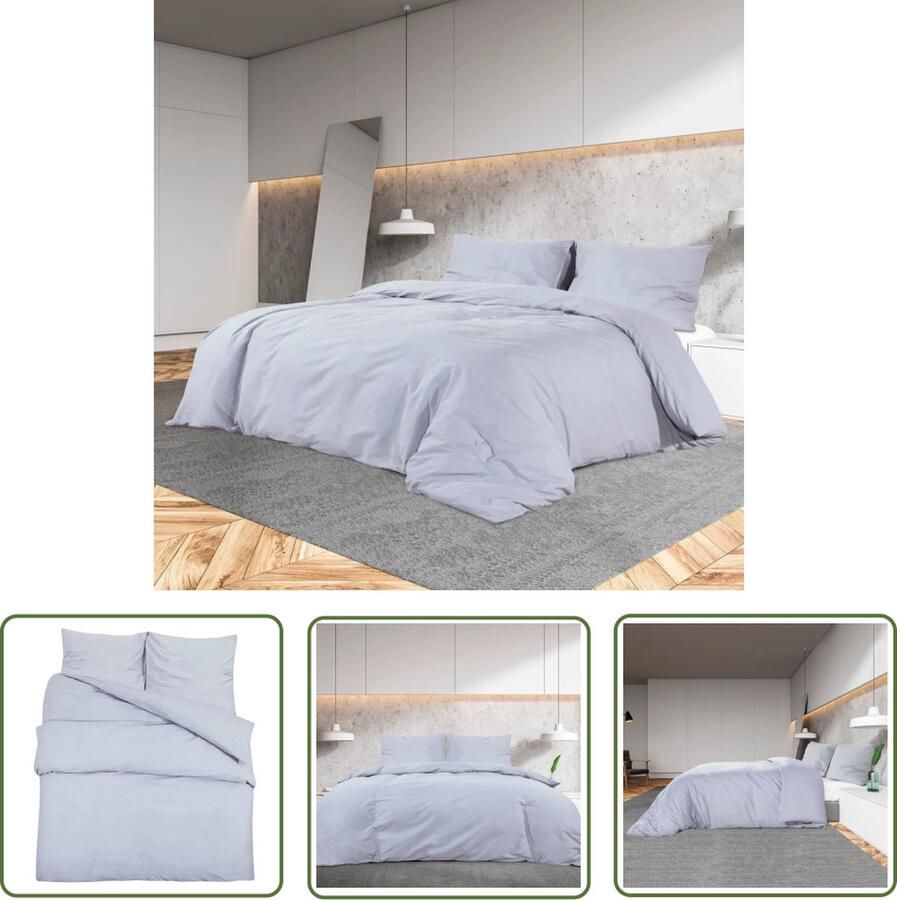 The Living Store Dekbedovertrek Grijs 140 x 200 cm Met kussensloop OEKO-TEX Dekbedovertrek Slaapzak Linnen Katoen Tweepersoonsbed
