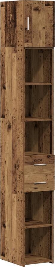 VidaXL Wandkast Oud Hout 30x42.5x40 cm Geengineerd Hout Hoge Kast Oud Hout 30x42 5x185 cm Geengineerd Hout Slanke Opbergkast Oud Hout 30x42.5x225 cm Geengineerd Hout
