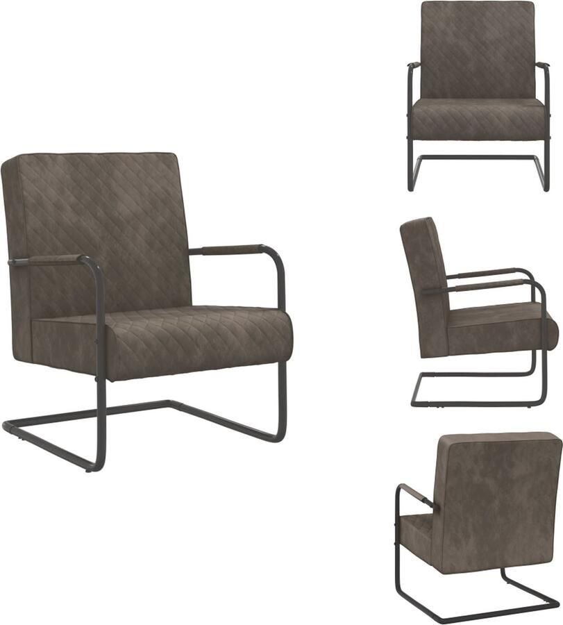 VidaXL Sledestoel Velvet Stoelen 64x77x82 cm Lichtgrijs Zwart Fauteuil