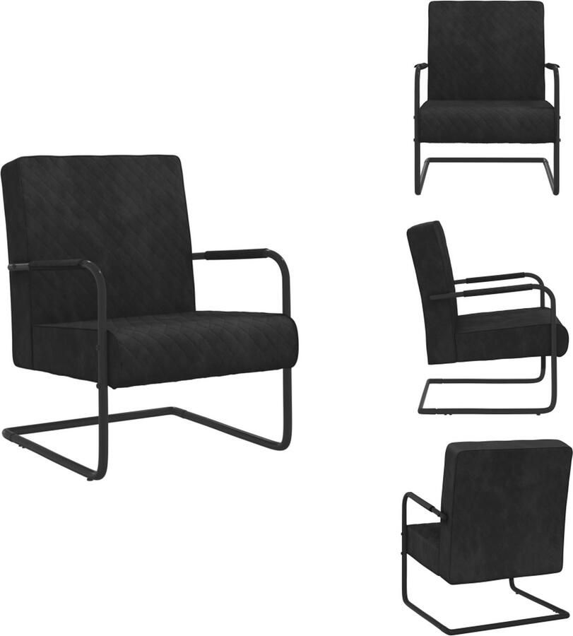 VidaXL Sledestoel Stoel Afmetingen- 64 x 77 x 82 cm Kleur- Zwart Materiaal- Fluweel en metaal Draagvermogen- 110 kg Fauteuil