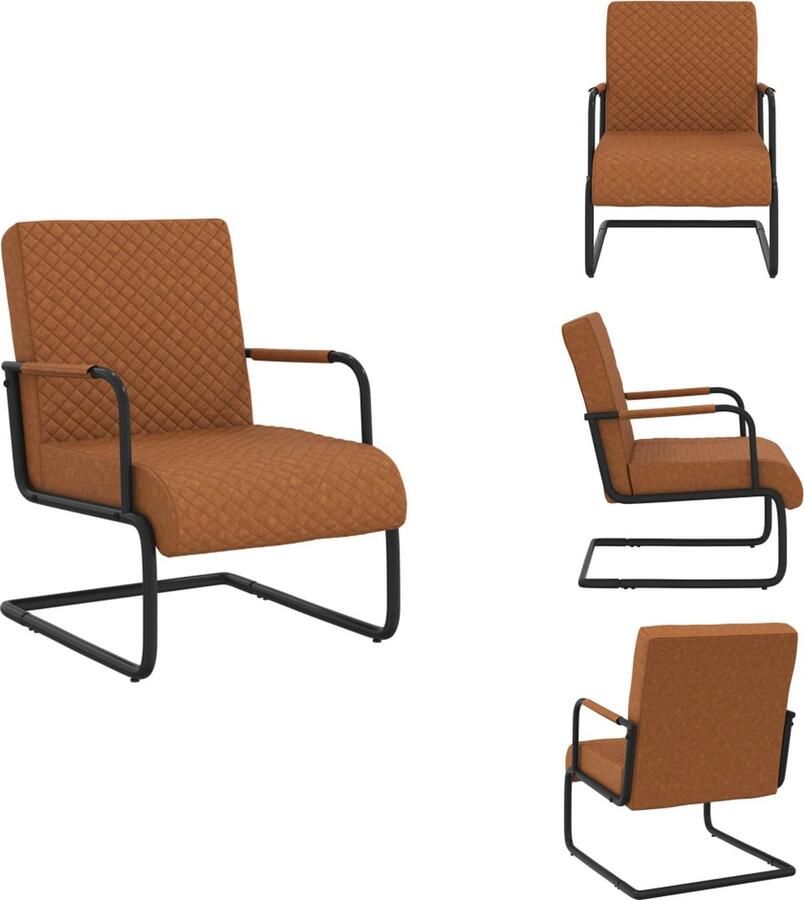 VidaXL Industriële Stoel Matbruin Zwart 64.5 x 77 x 88.5 cm Kunstleer Metaal Fauteuil