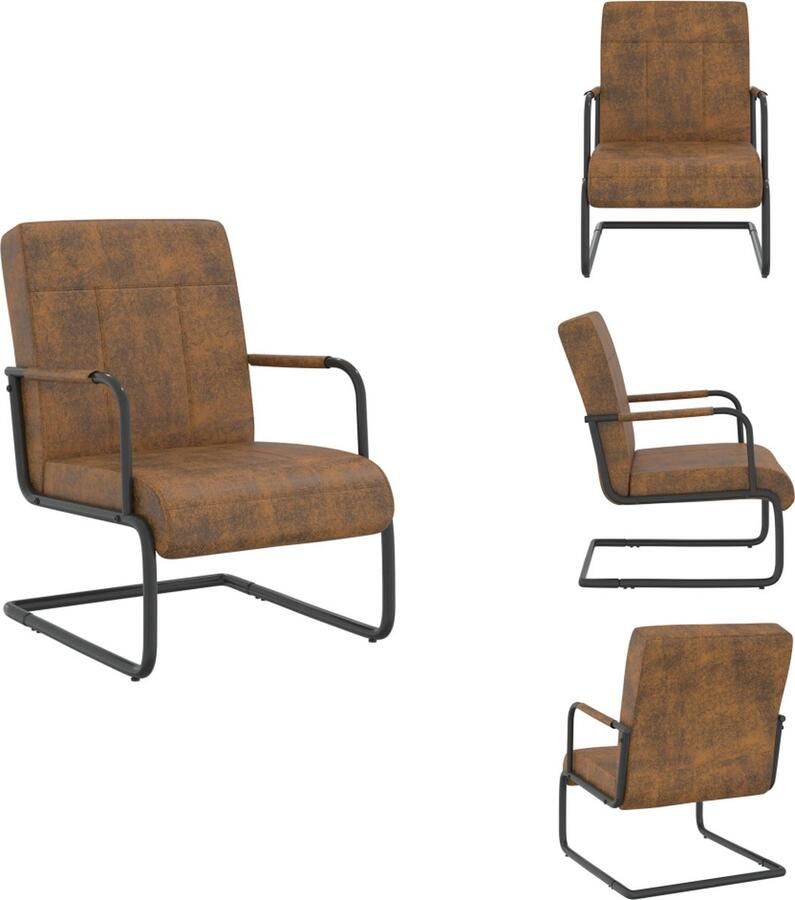 VidaXL stoel Industrieel bruin zwart 64.5 x 77 x 88.5 cm (B x D x H) 100% polyester metaal 110 kg Fauteuil